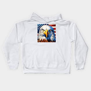 USA Bald Eagle And Flag Design Kids Hoodie